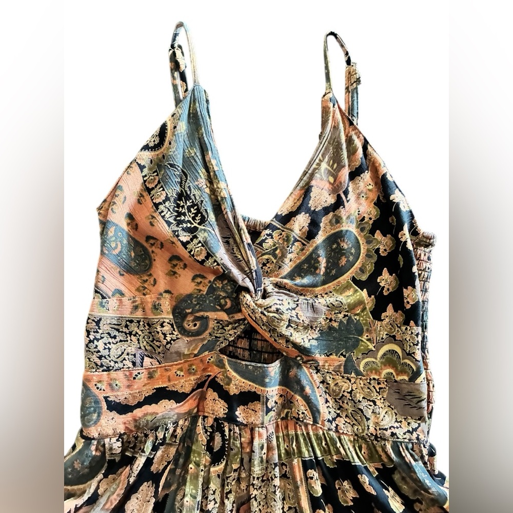 Bohemian Print Knot Front Top‎